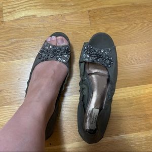 Open Toe Embellished Flats